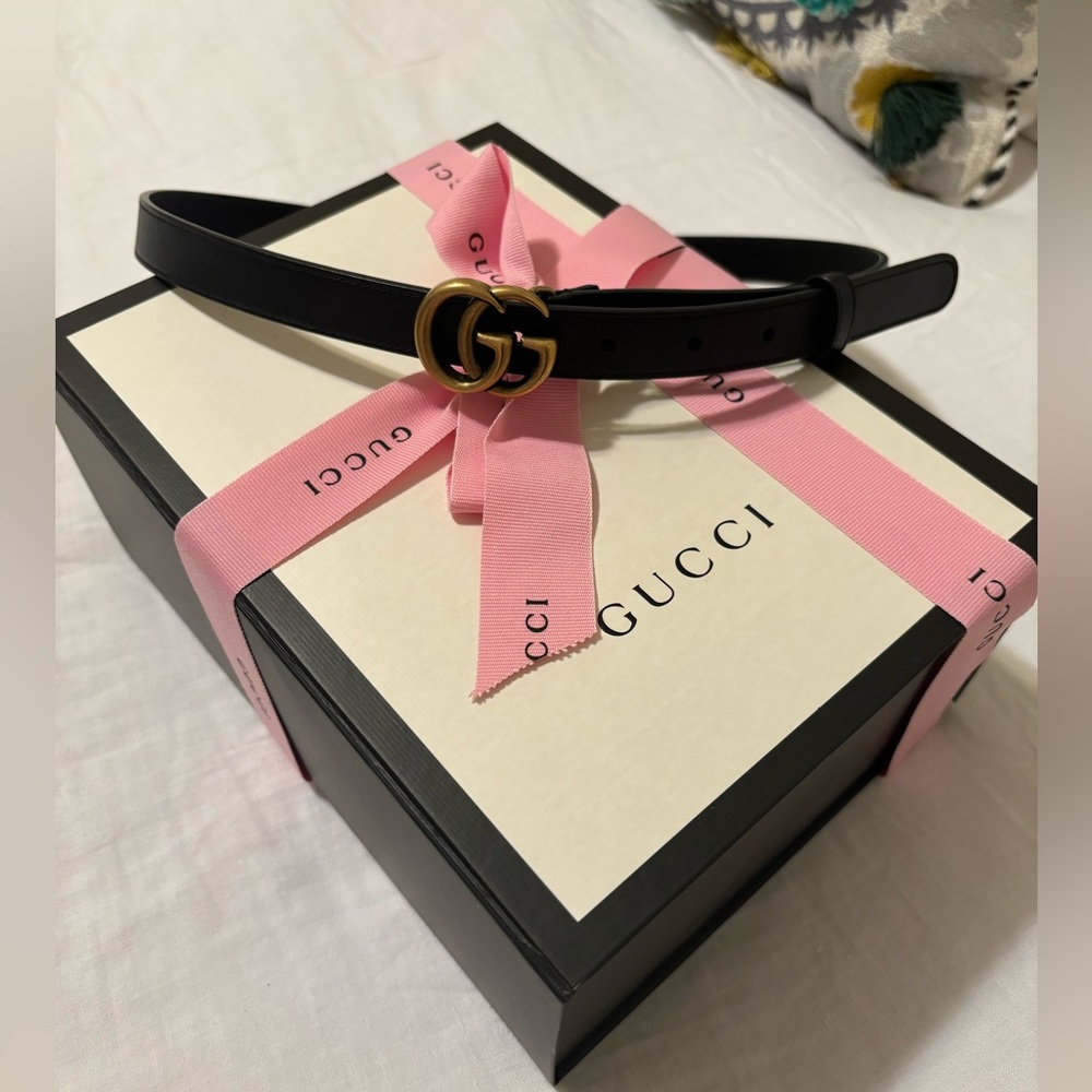 Gucci Thin Double G belt in Black size 85-34
